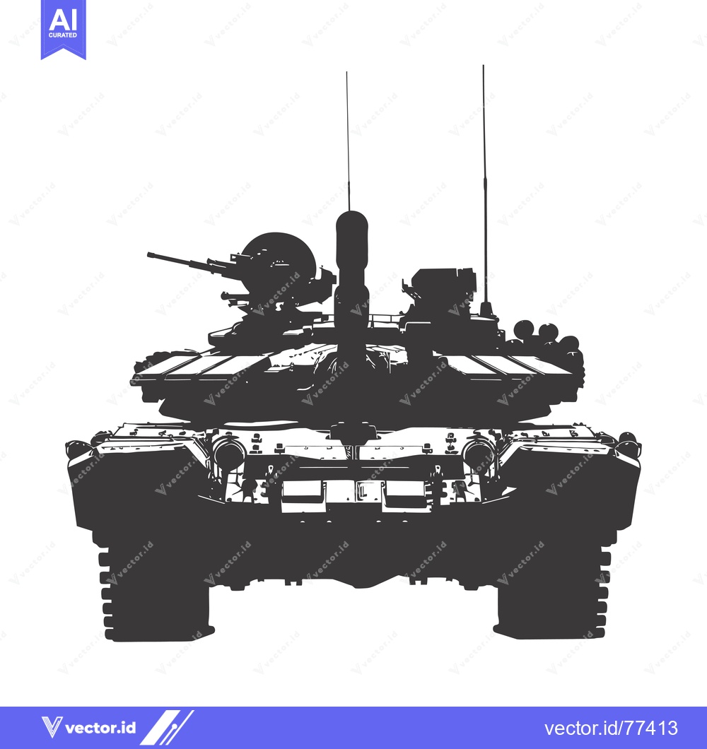 Premium Vector of A Silhouette of a Military Tank Facing Forward