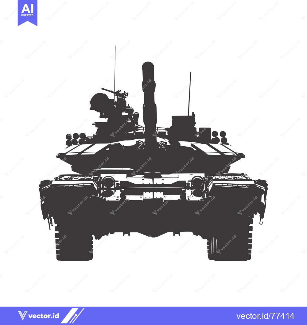 Premium Vector dari Silhouette of a Military Tank from the Front