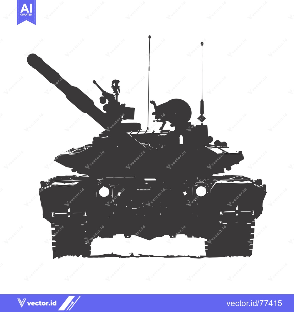 Premium Vector dari A Silhouette of a Military Tank with a Large Cannon