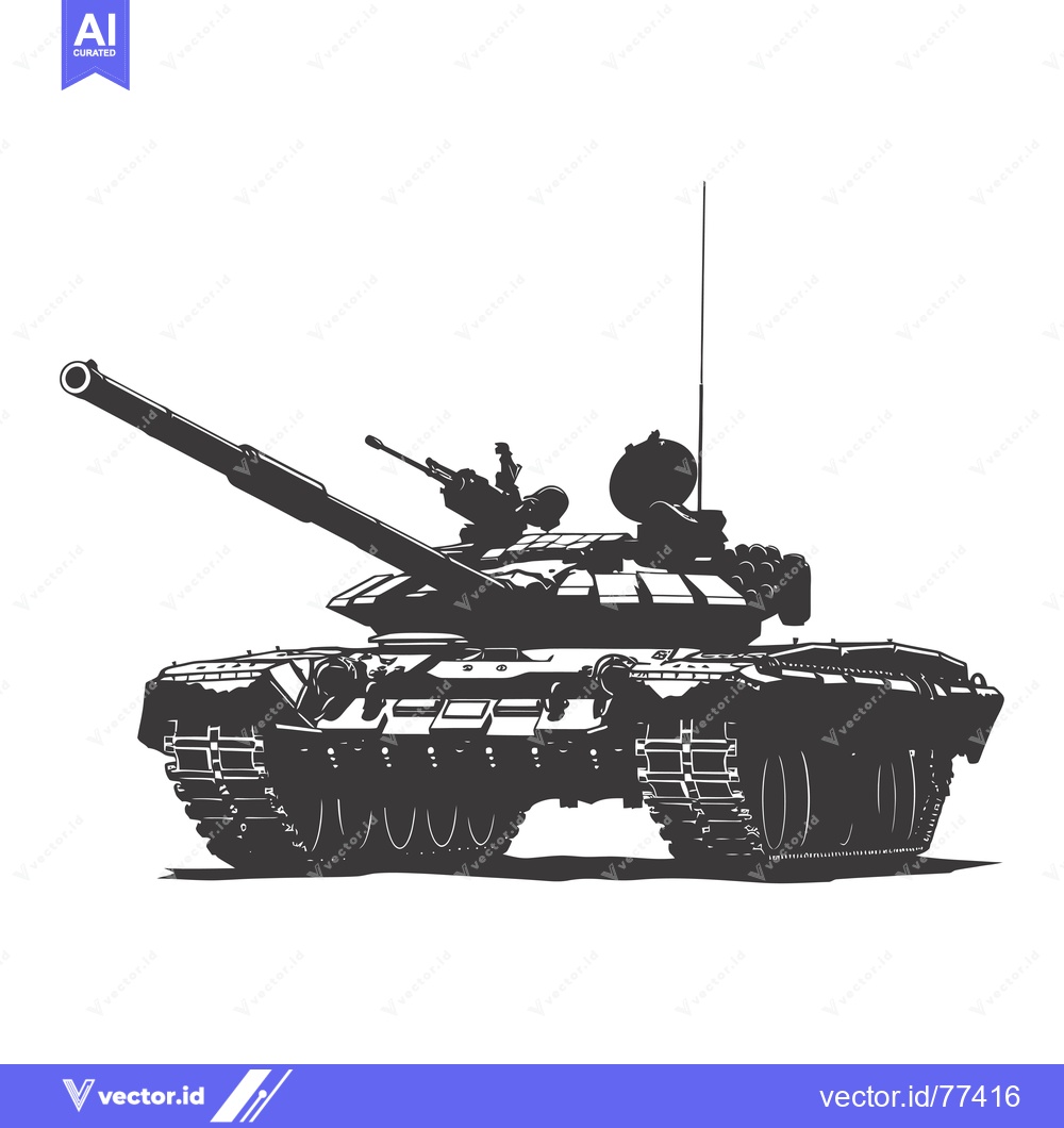 Premium Vector dari Silhouette of a Modern Military Tank with a Long Barrel