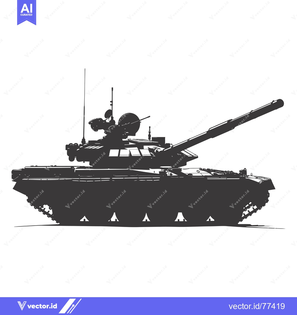 Premium Vector of Silhouette of a Military Tank with Cannon and Tracks