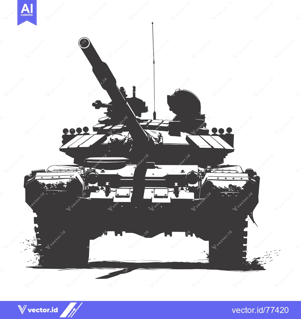 Premium Vector of Silhouette of a Military Tank with its Cannon Pointed Forward