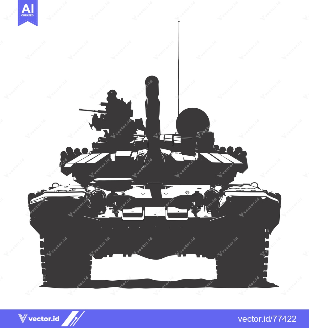 Premium Vector dari Silhouette of a Military Tank in Front View