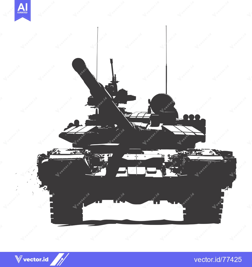 Premium Vector of Black and White Silhouette of a Tank with Cannon Raised