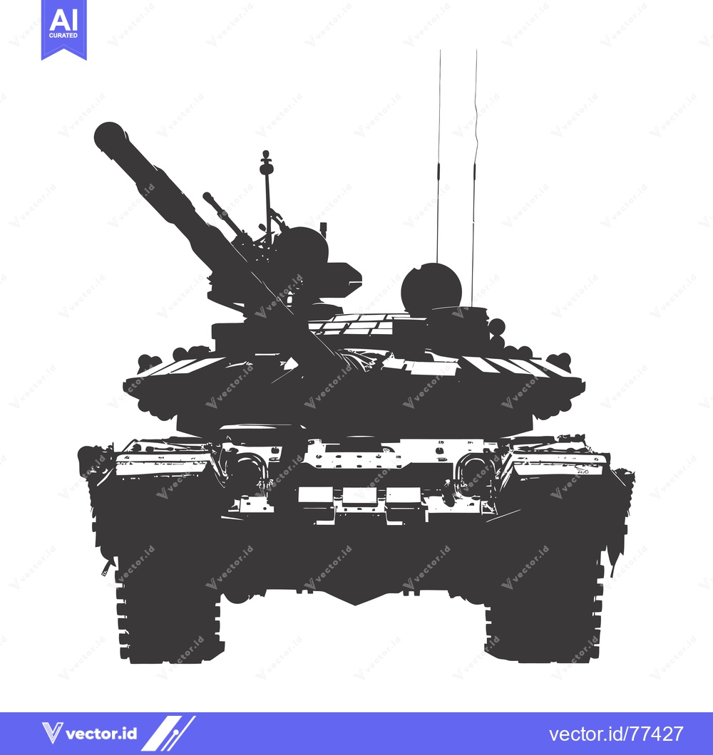 Premium Vector dari A Silhouetted Military Tank with a Cannon Facing Forward