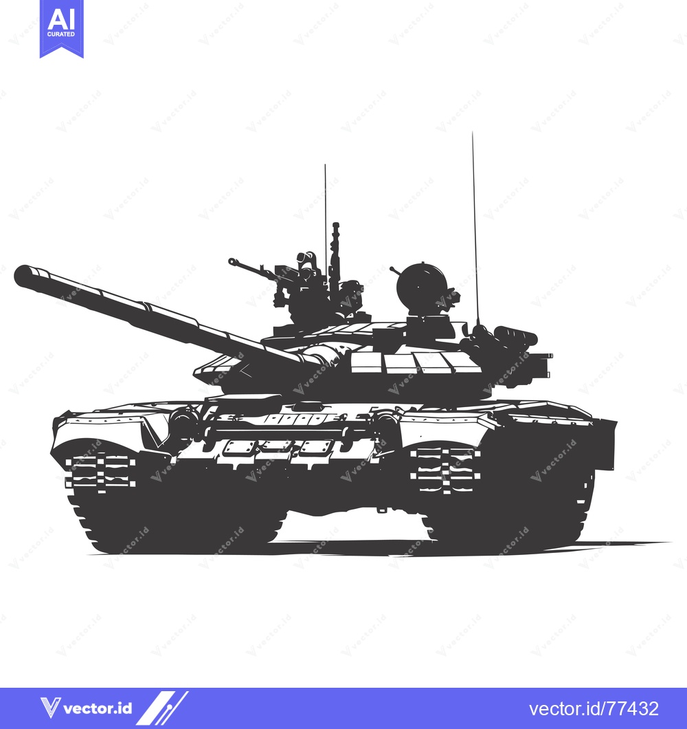 Premium Vector dari A Silhouette Illustration of a Russian T-72 Main Battle Tank