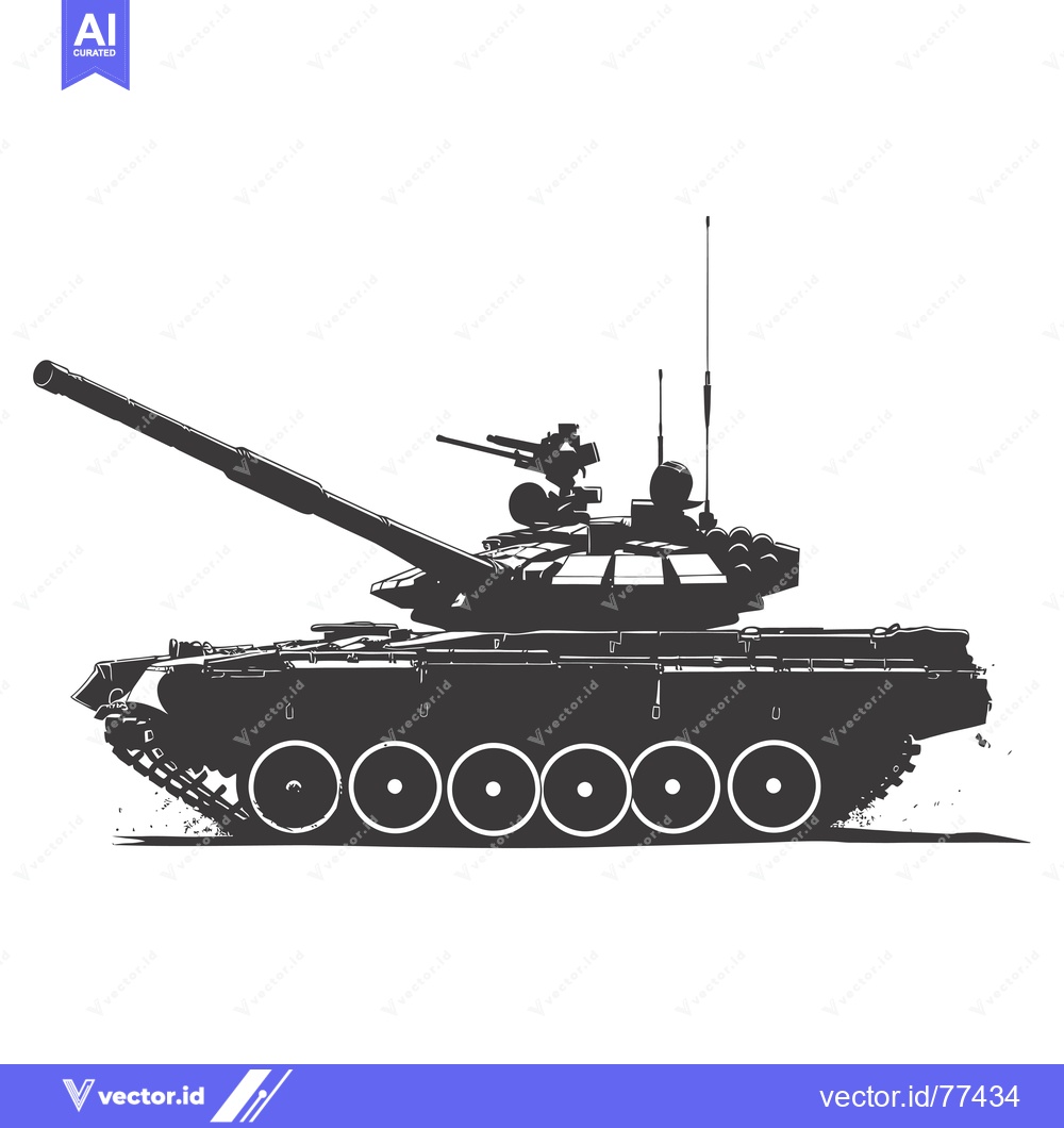 Premium Vector dari Side Profile Silhouette of a Military Tank