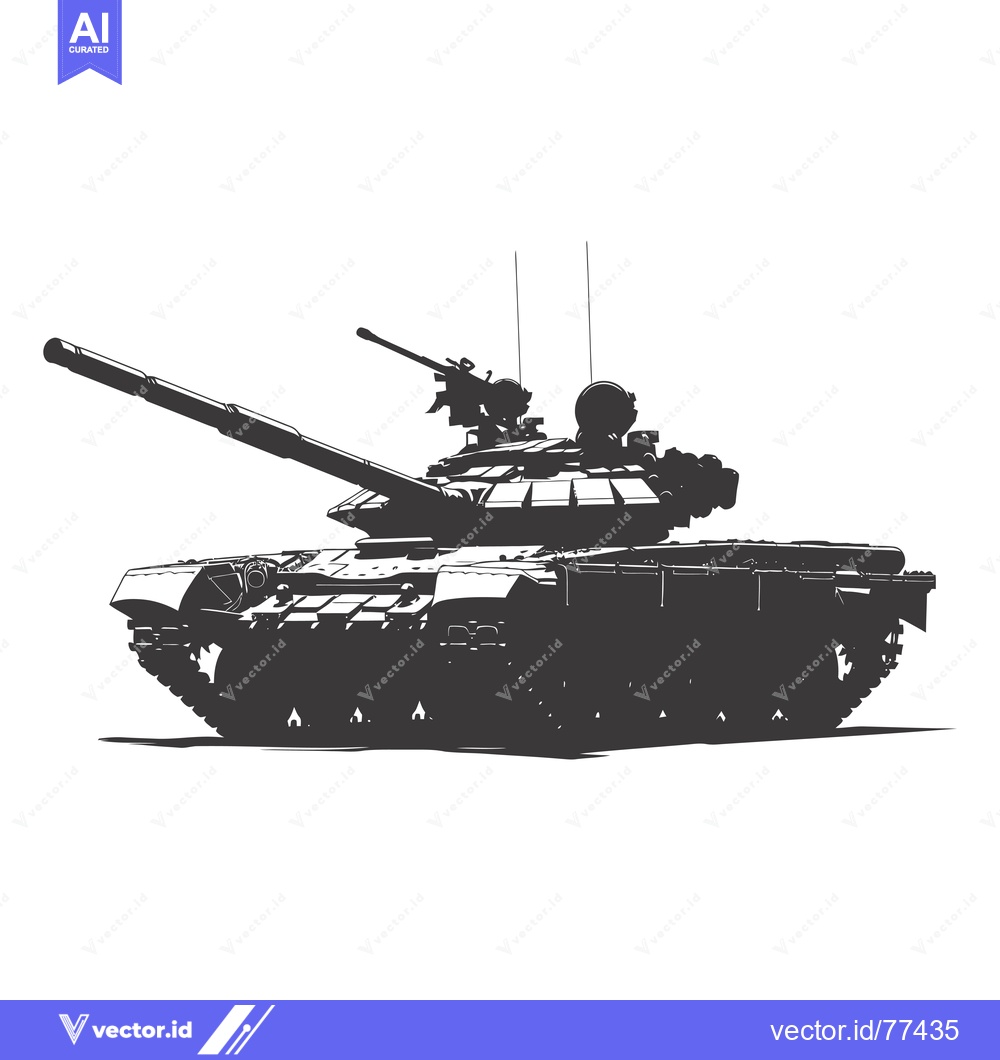 Premium Vector of A Silhouette of a Russian T-72 Tank