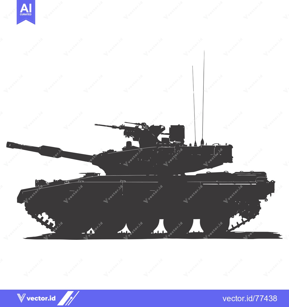 Premium Vector dari Silhouette of a Military Tank with a Large Cannon