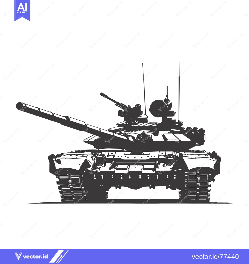 Premium Vector of Black and White Silhouette of a Modern Tank