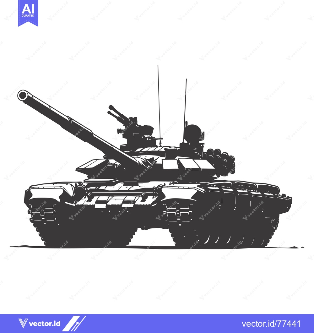 Premium Vector dari A Black and White Silhouette of a Military Tank