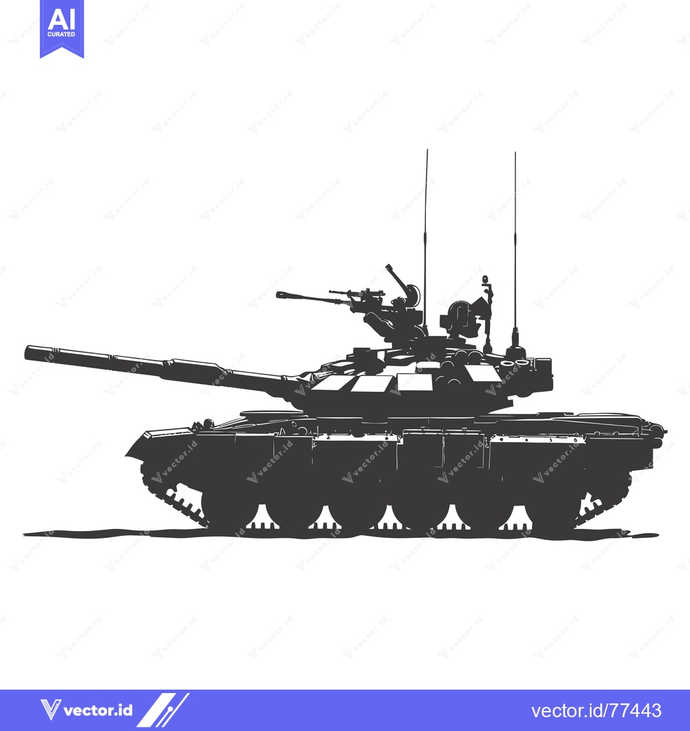 Premium Vector dari Silhouette of a Tank with a Long Barrel and Turret