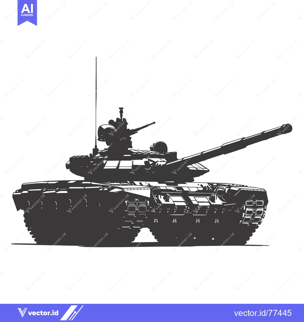Premium Vector dari A Silhouette of a T-72 Main Battle Tank
