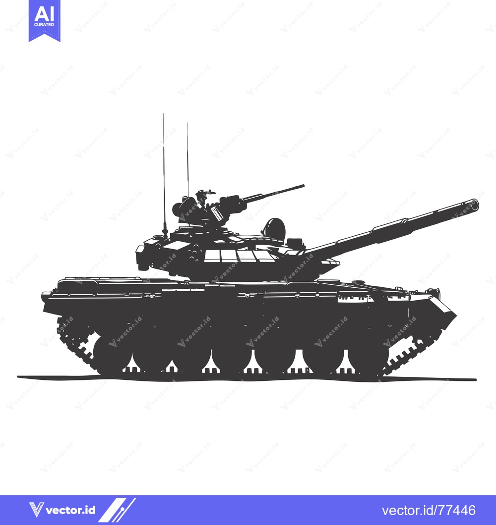 Premium Vector of Silhouette of a Russian T-72 Tank with a Cannon