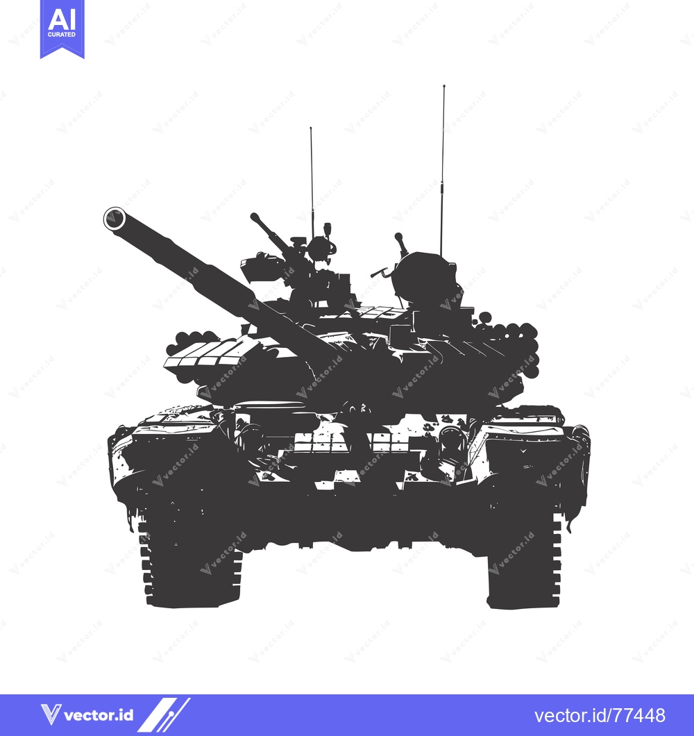 Premium Vector dari Silhouette of a Military Tank with a Cannon