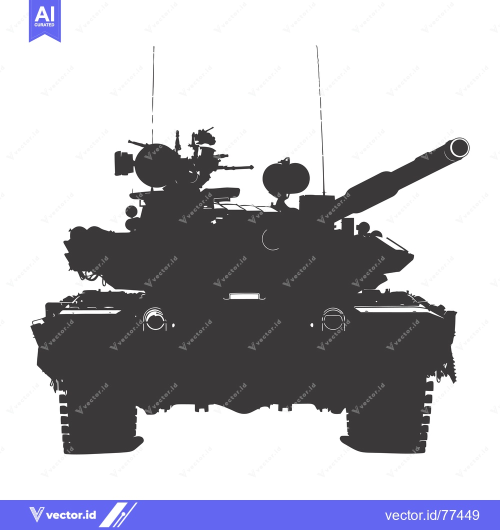 Premium Vector of Silhouette of a Military Tank with a Large Gun