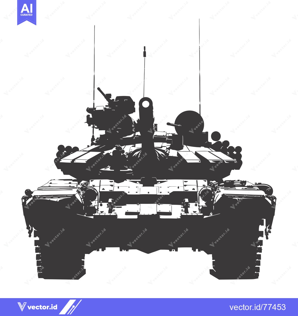Premium Vector of Black and White Silhouette of a Tank Facing Forward