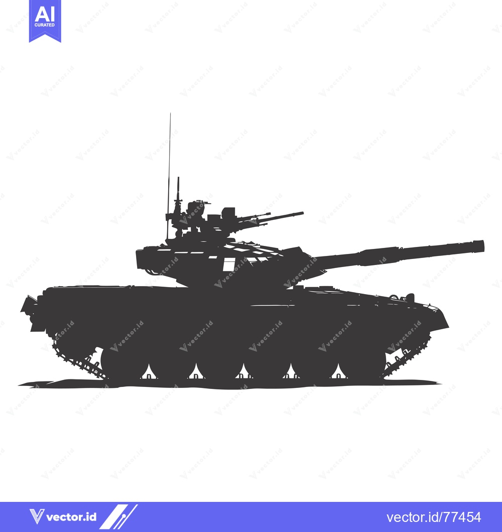 Premium Vector of Silhouette of a Military Tank with a Long Barrel Gun