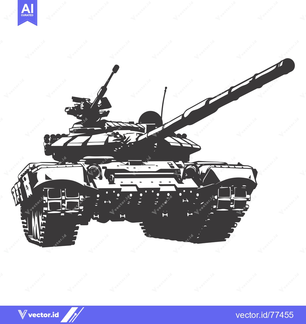 Premium Vector dari Black and White Illustration of a Soviet T-72 Tank