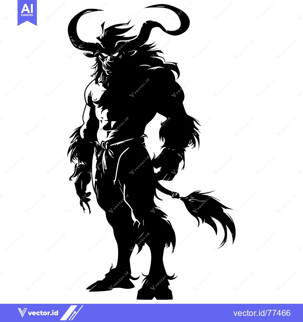 Premium Vector of Silhouette of a Muscular Minotaur with Long Horns