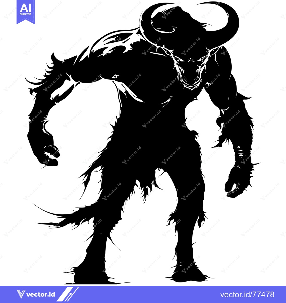 Premium Vector dari Silhouette of a Bull-Headed Monster