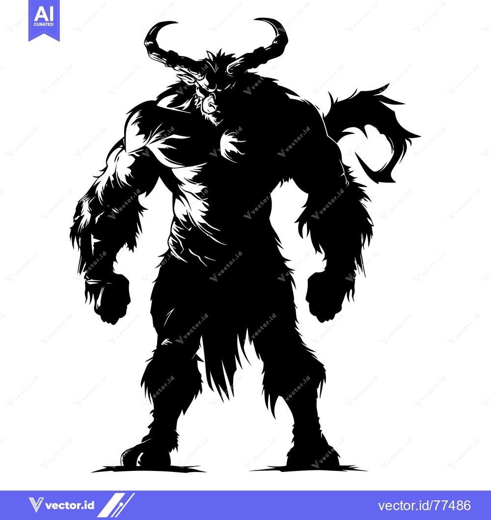 Premium Vector dari A Powerful, Muscular Demon with Horns and Fur