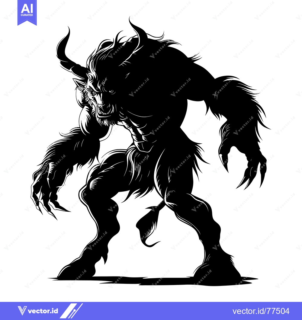 Premium Vector dari A menacing silhouette of a monstrous creature with horns and claws