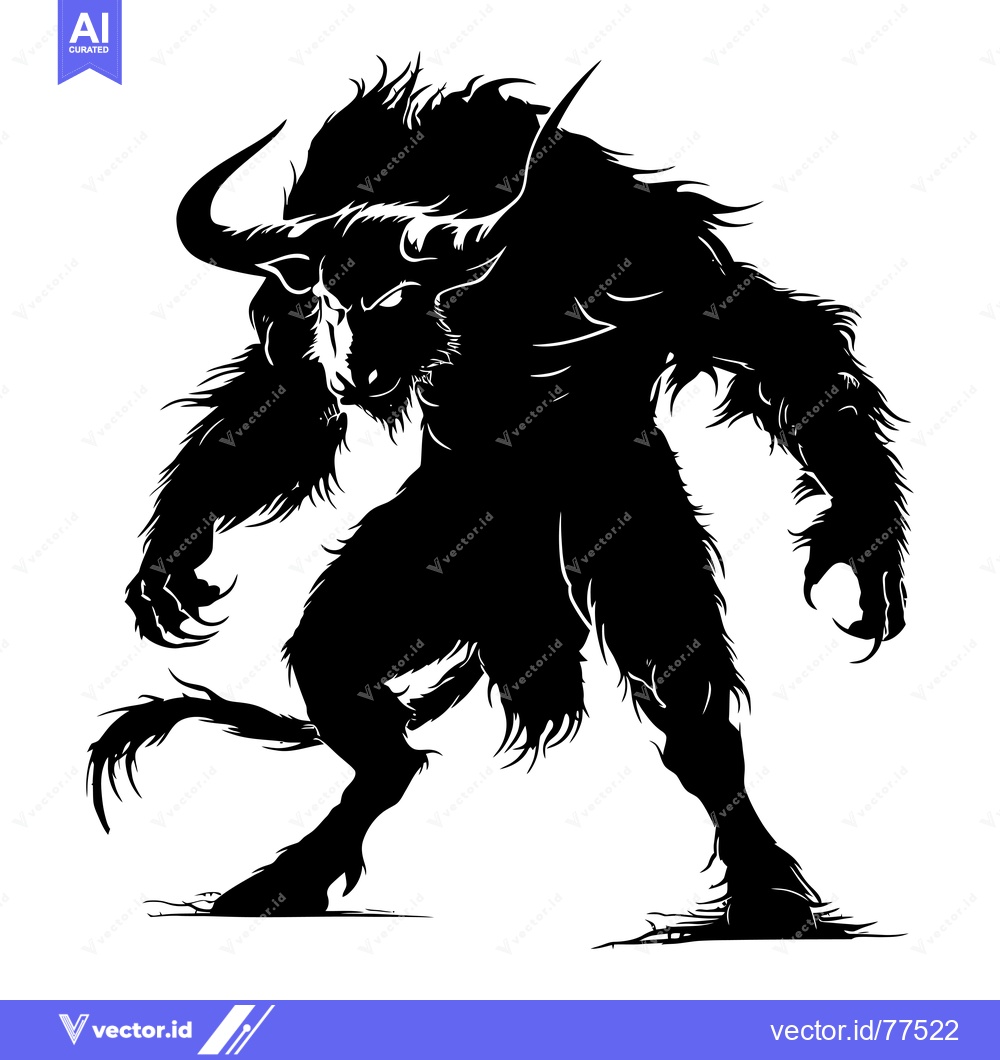 Premium Vector dari A menacing silhouette of a mythical bull-like creature with sharp claw
