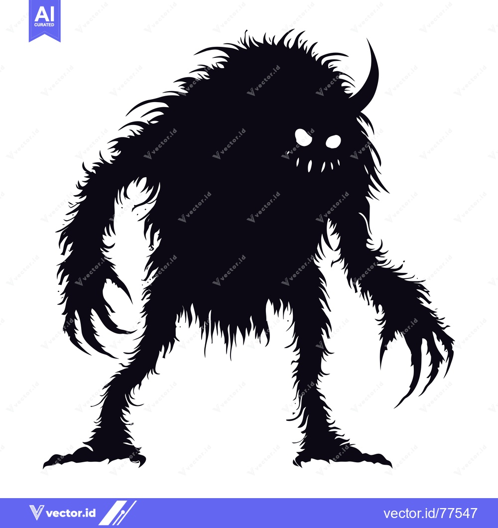 Premium Vector dari Silhouette of a Furry Monster with Claws and a Horn