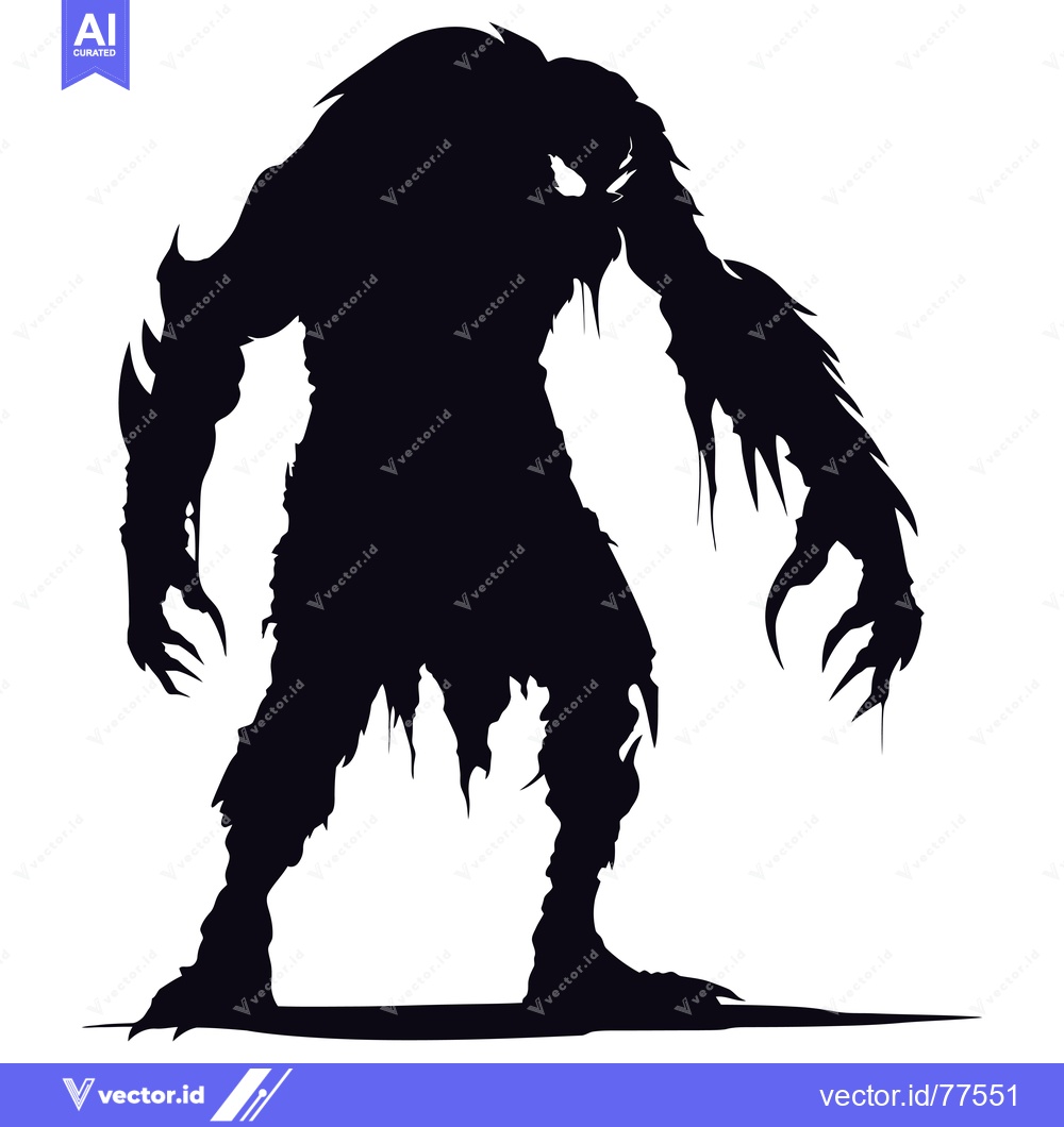 Premium Vector of Silhouette of a monstrous, clawed creature with a torn, ragged body