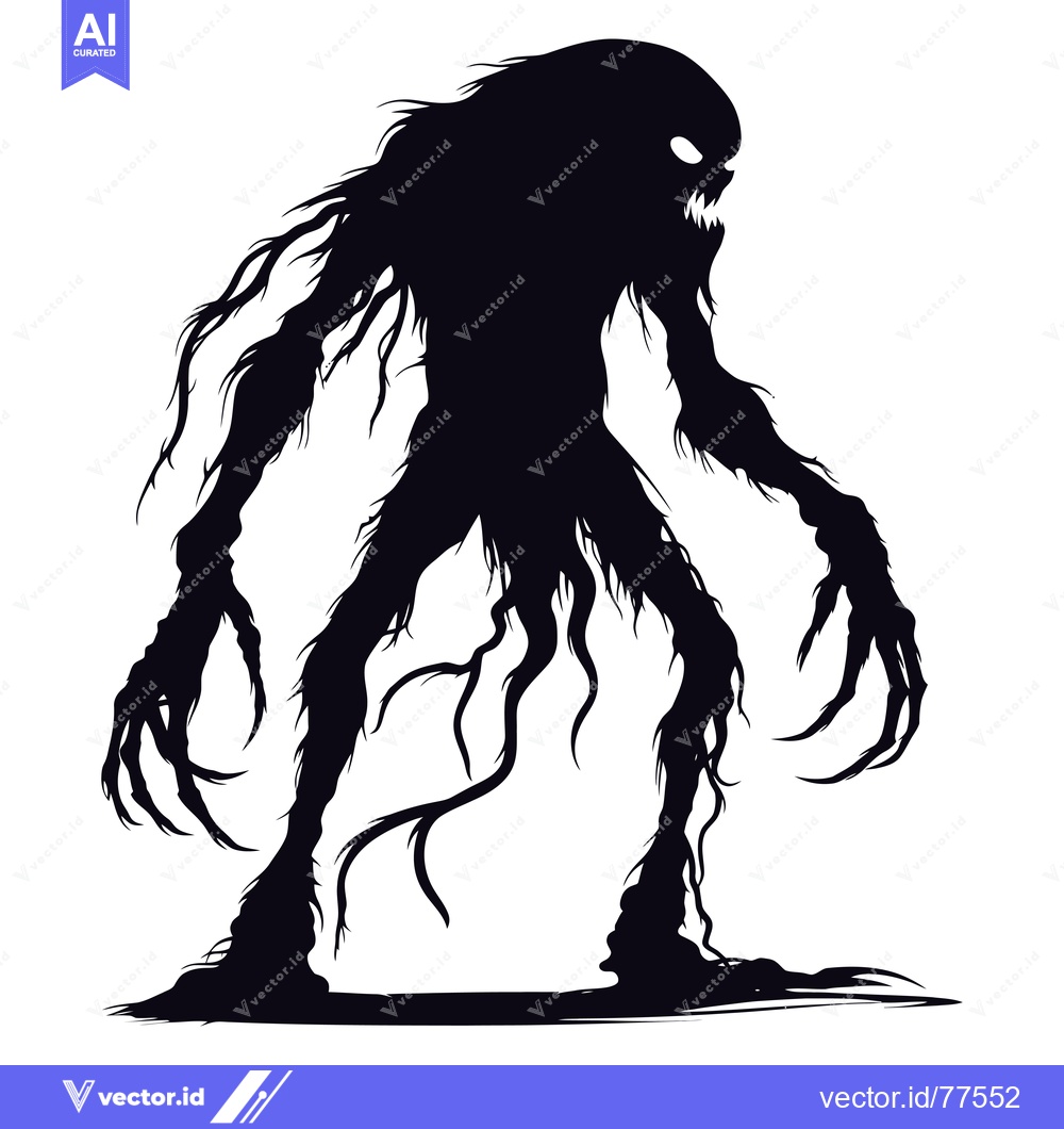 Premium Vector of Silhouette of a Grotesque Creature with Claws and Fangs