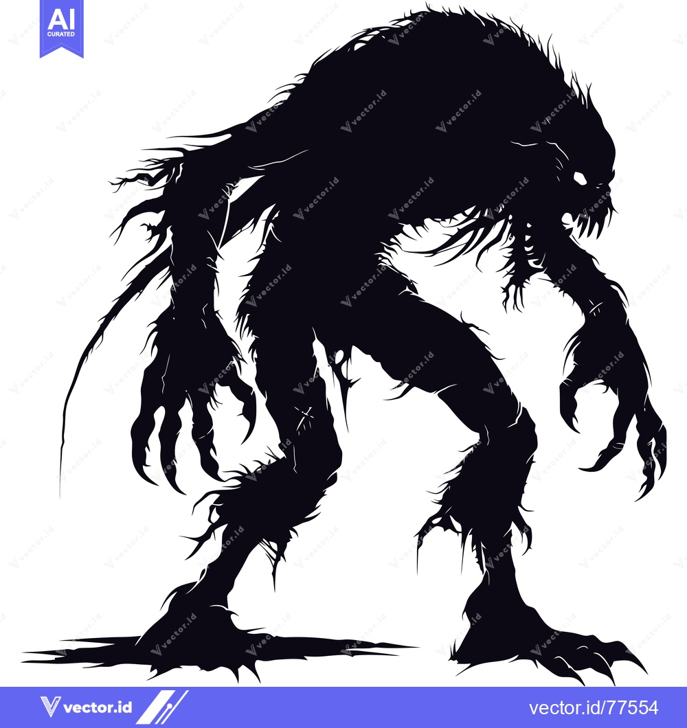 Premium Vector of Silhouette of a Ferocious Monster with Sharp Claws