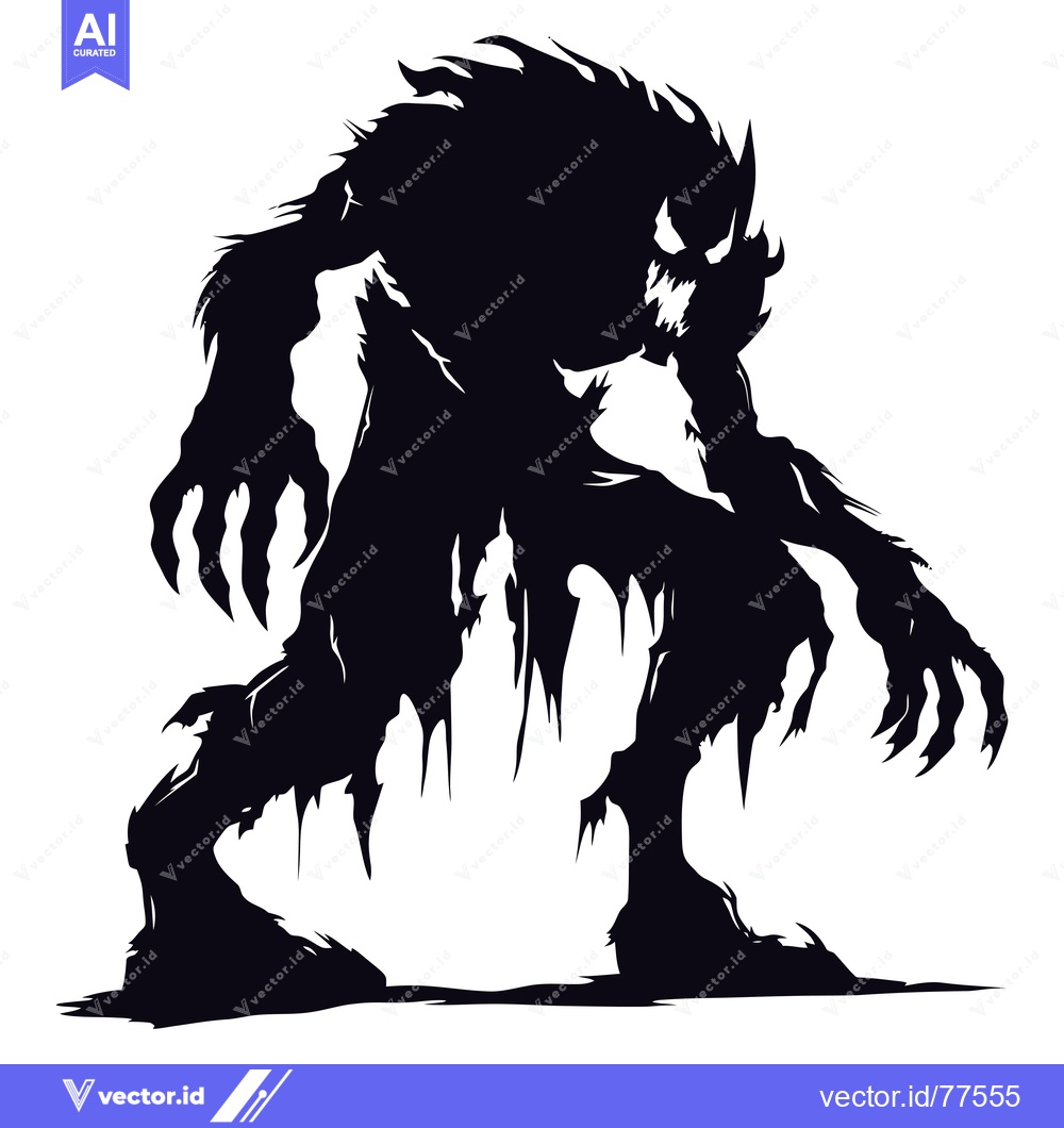 Premium Vector of Silhouette of a Scary Monster with Claws and Fangs