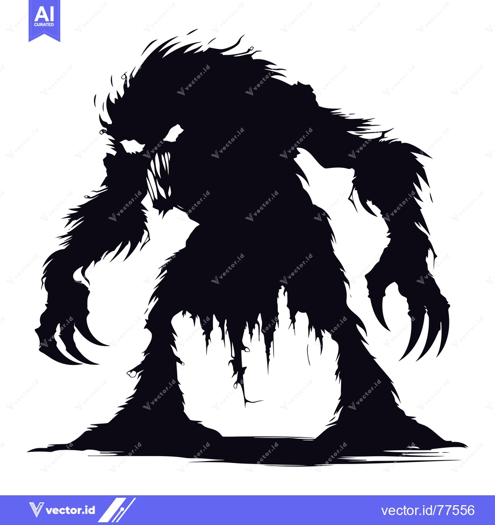 Premium Vector of Silhouette of a Monstrous Creature with Claws and Fur