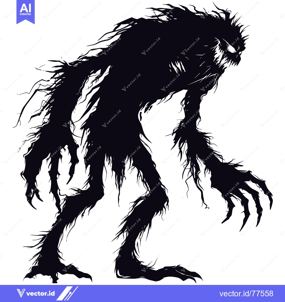 Premium Vector dari Silhouette of a Hairy Monster with Claws