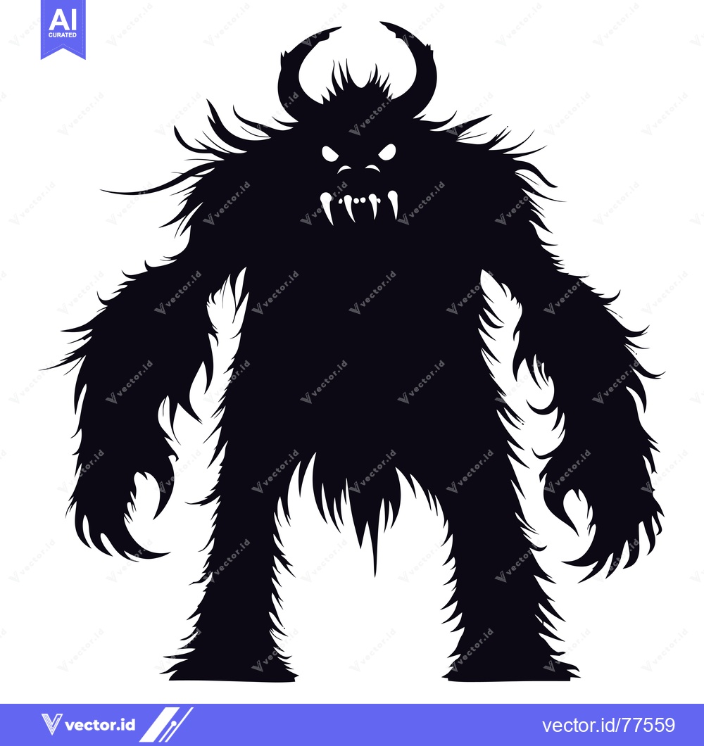 Premium Vector dari Silhouette of a Furry Monster with Horns