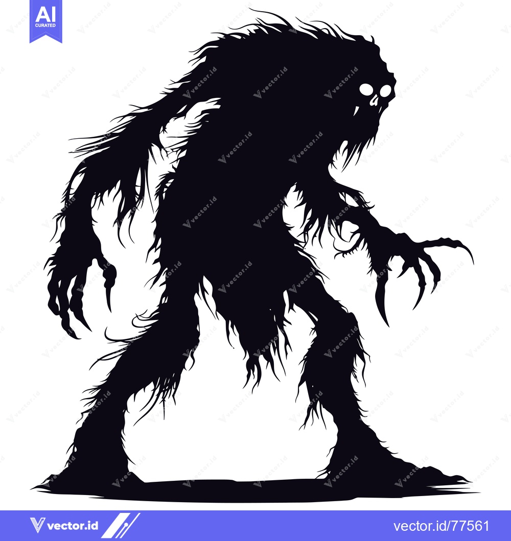 Premium Vector of Silhouette of a Hairy Monster with Claws