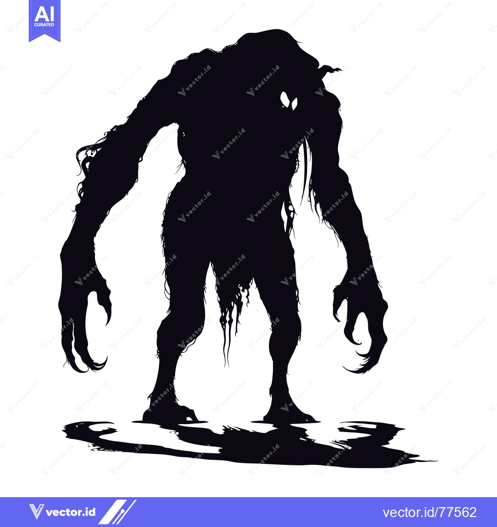 Premium Vector dari Silhouette of a Monster with Claws and a Shadow