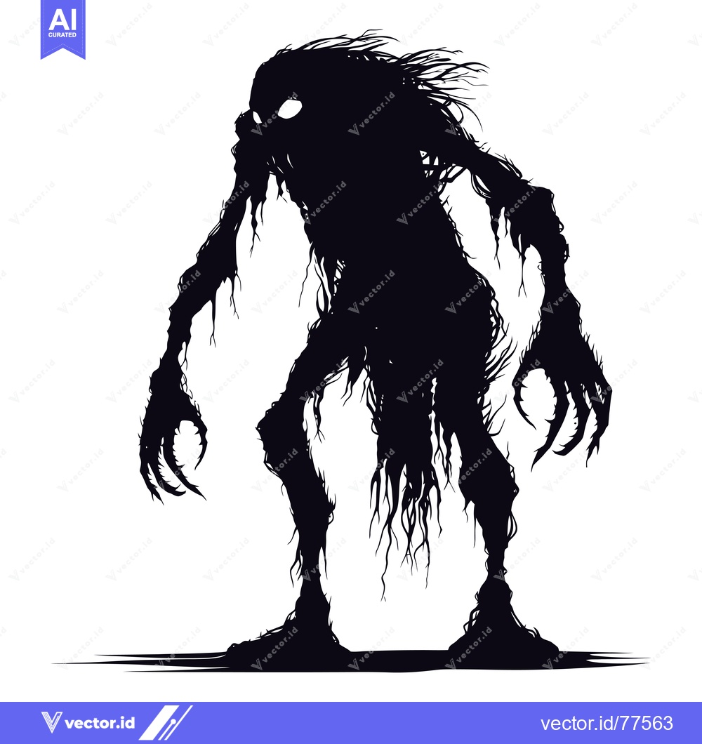 Premium Vector of Silhouette of a Horrifying Monster with Claws and a Glowing Eye