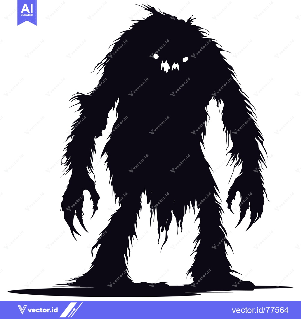 Premium Vector of A Silhouette of a Hairy Monster with Claws