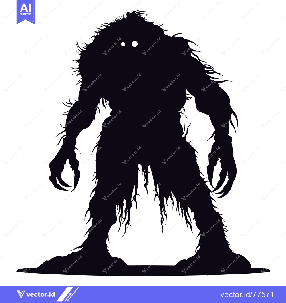 Premium Vector of Silhouette of a Monstrous Creature with Claws and Fur