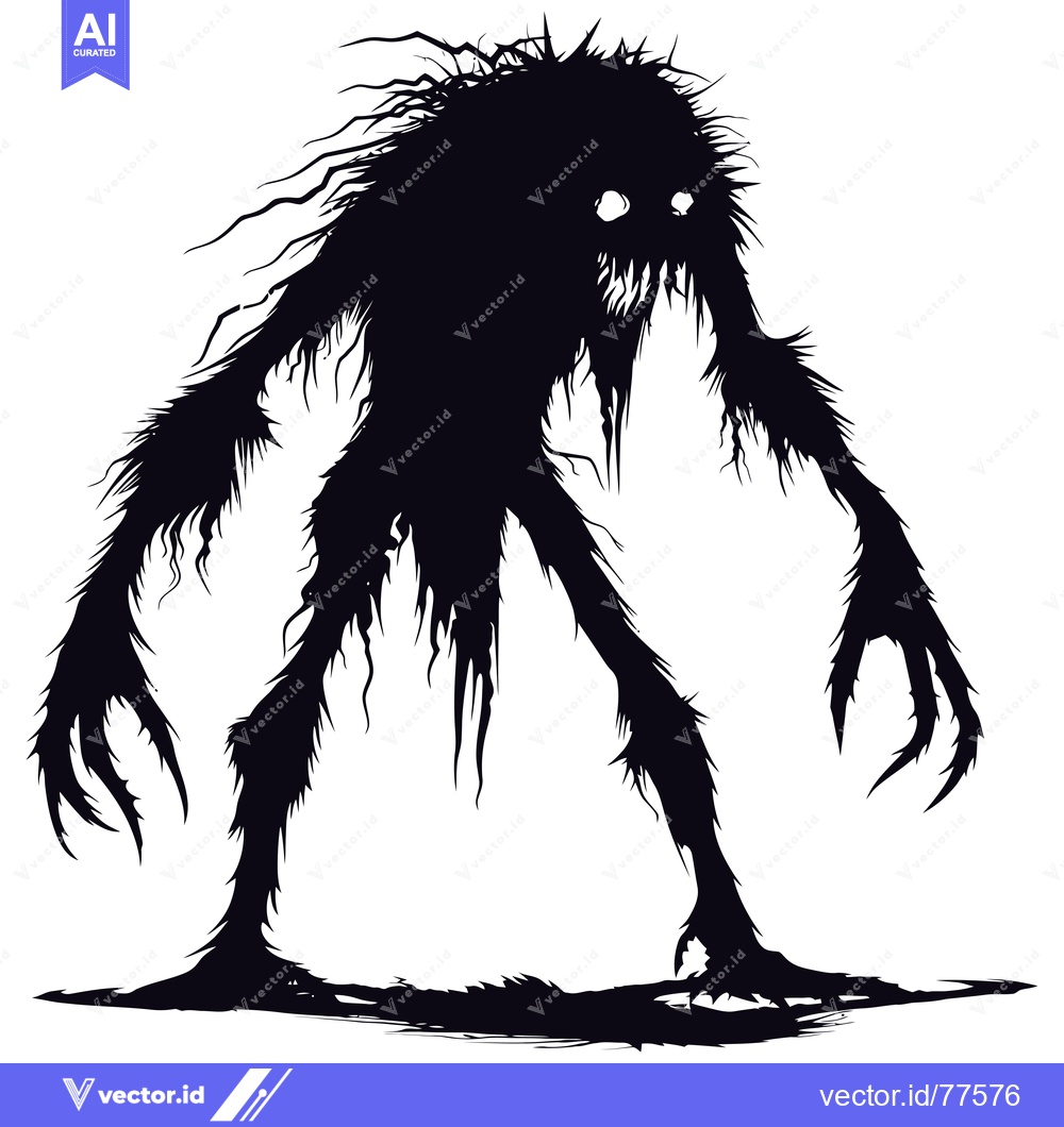 Premium Vector of A shadowy monster with sharp claws and eyes.