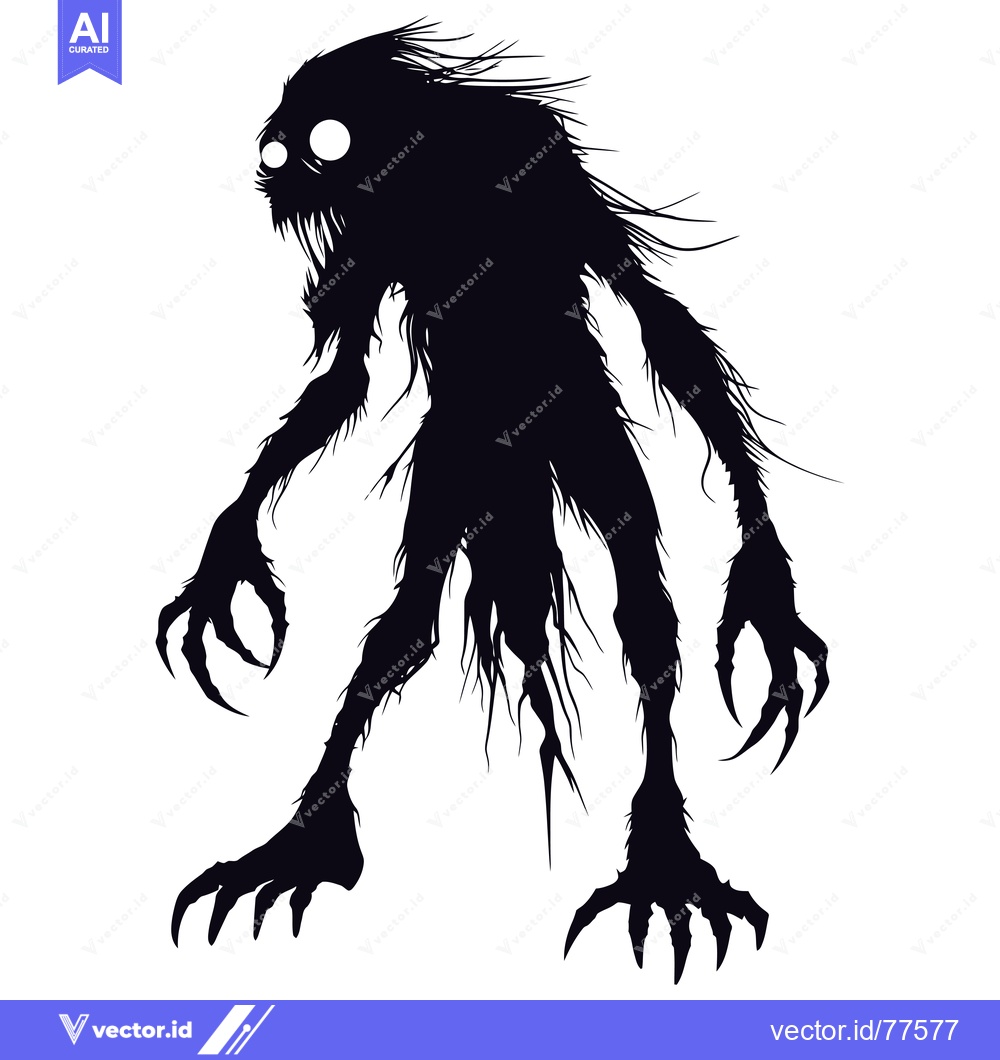 Premium Vector dari Silhouette of a Creepy, Hairy, Clawed Monster
