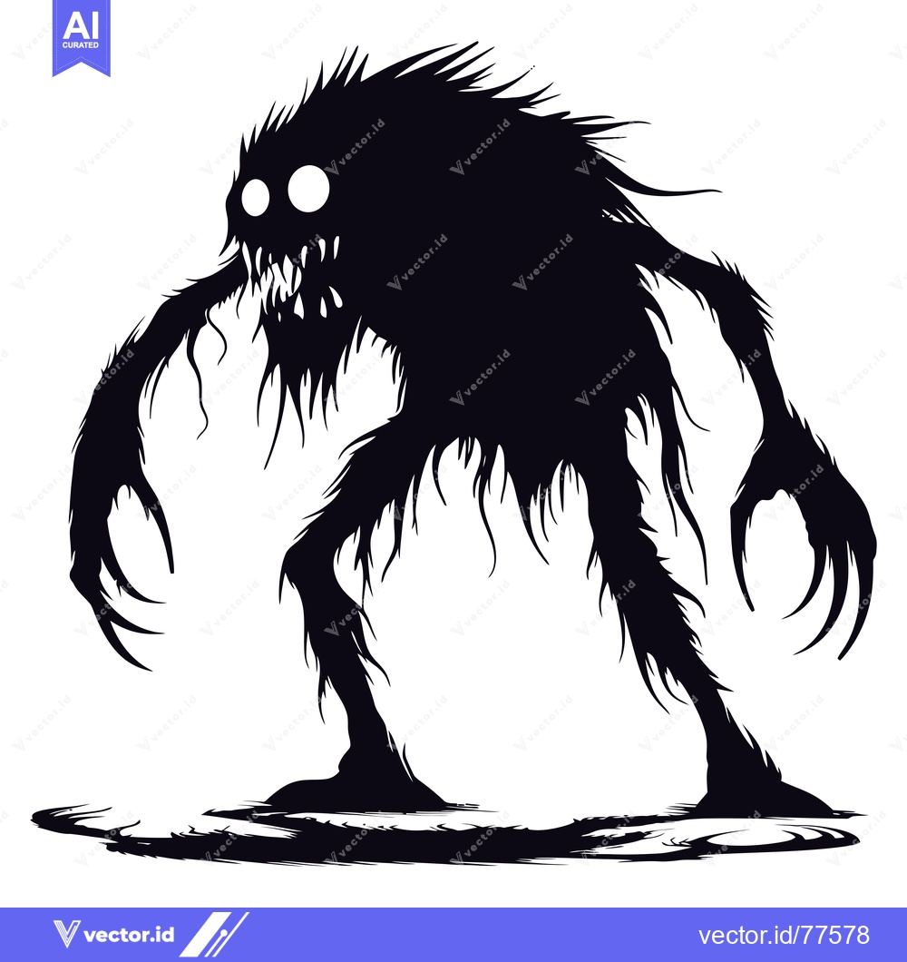 Premium Vector dari Silhouette of a Furry, Clawed, Glowing-Eyed Monster