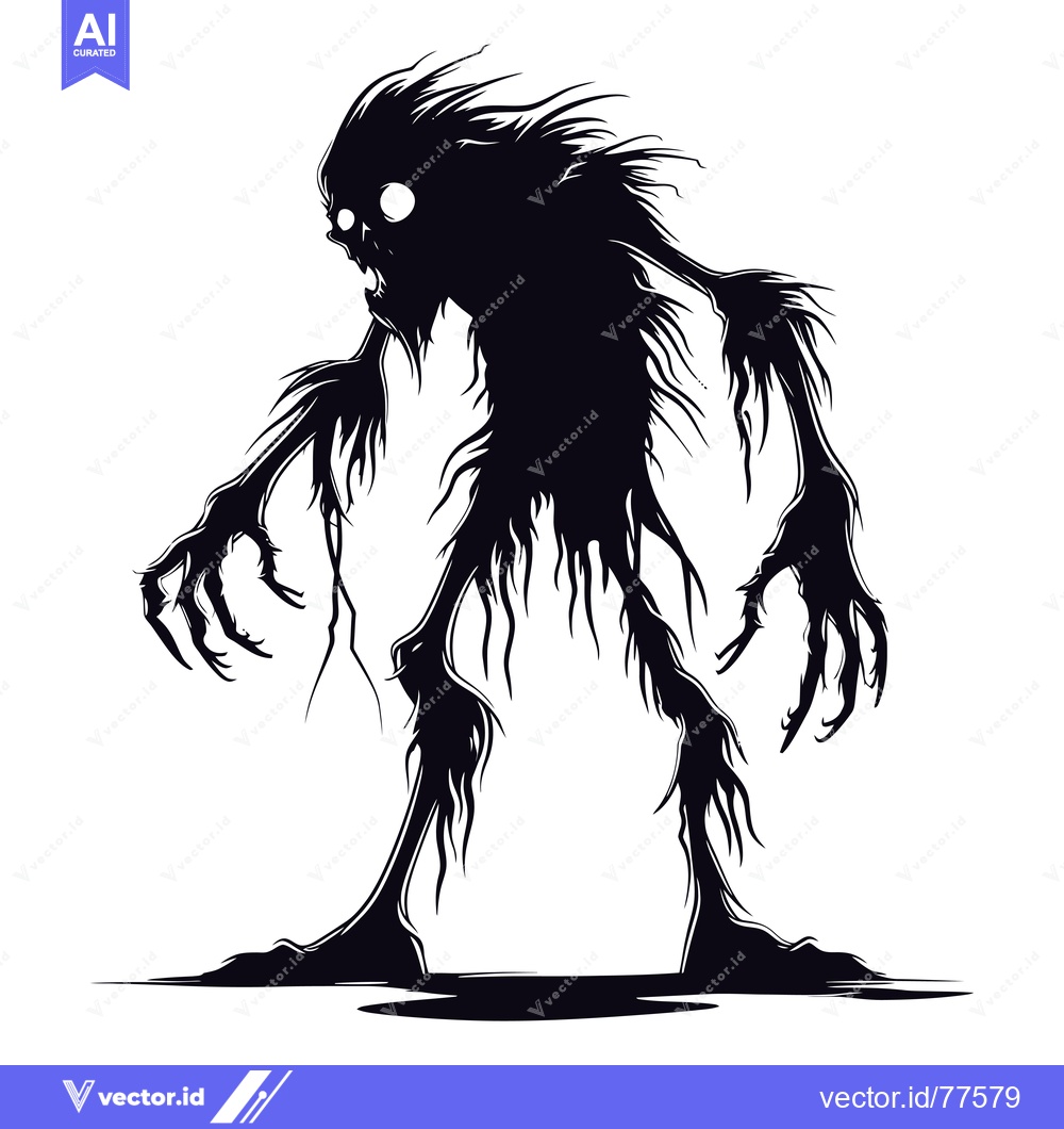 Premium Vector dari Silhouette of a Hairy, Clawed Monster