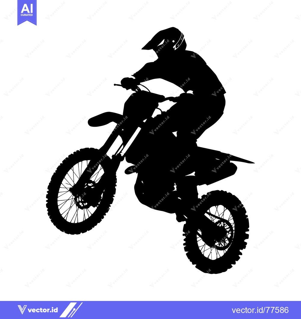 Premium Vector of Silhouette of a Motocross Rider Performing a Wheelie