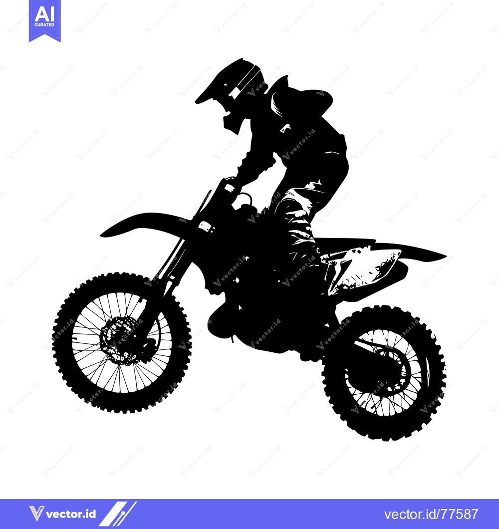 Premium Vector dari Silhouette of a Motocross Rider in mid-air