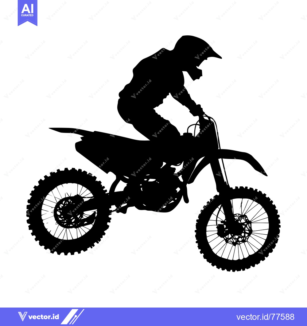 Premium Vector dari Silhouette of a Motocross Rider on a Dirt Bike