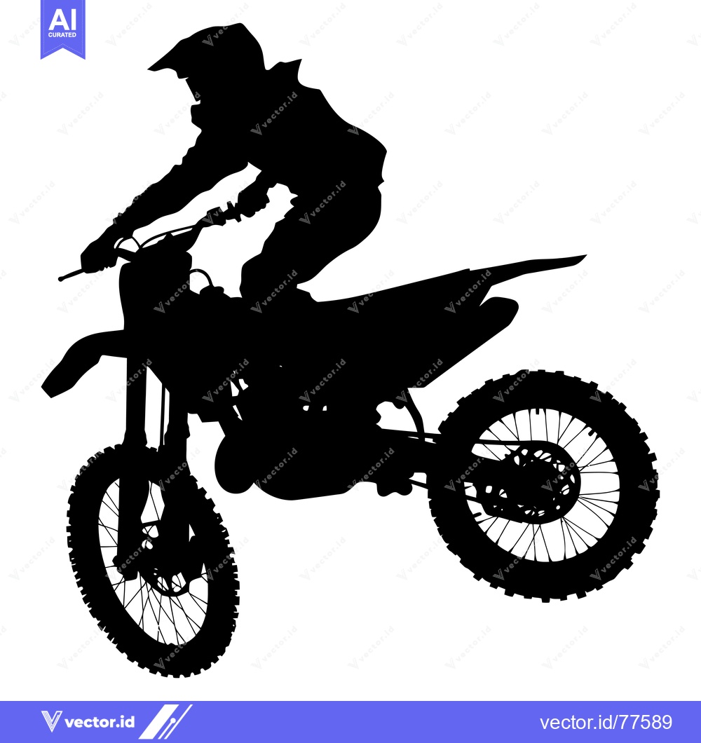 Premium Vector of Silhouette of a Motocross Rider in Mid-Air on a Dirt Bike