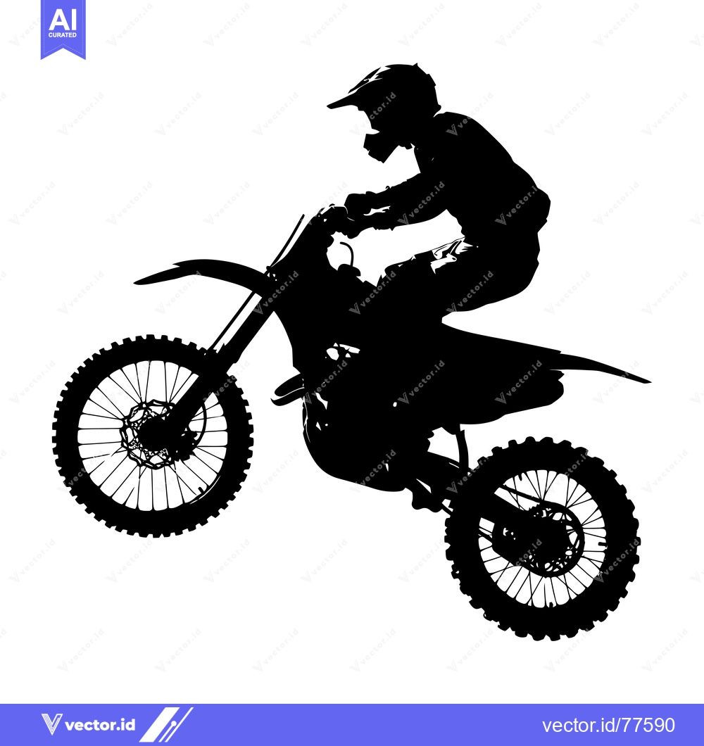 Premium Vector dari Silhouette of a Motocross Rider in Mid-Air, Performing a Wheelie